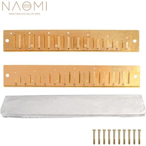 NAOMI 2PCS Harmonica Reed Plates 24 Holes Brass Cover Plates For Swan QiMei Suzuki C Tone With Screws