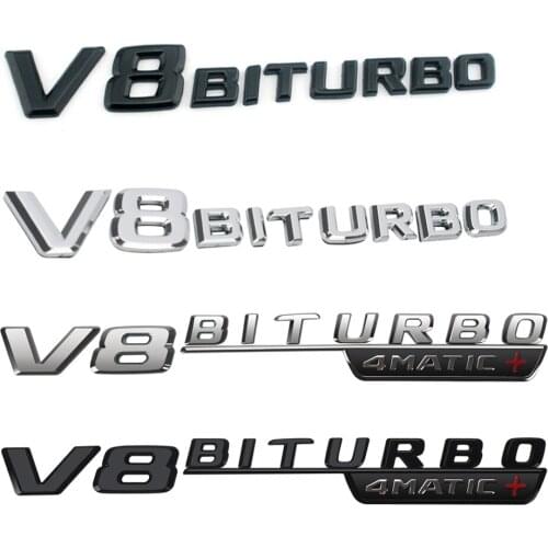 2pcs V8 BITURBO 4MATIC Side Fender Car Sticker For AMG Mercedes W205 W204 W202 W212 W163 W211 W210 W124 W176 W207 Emblem Sticker