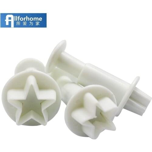 3pcs Star Biscuit Mold Sugar Fondant Mold Cookie Plunger Cookie Cutter Embossing Tool Cookie Stamps Cookie Decorating Tools