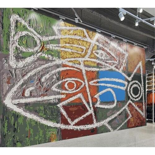 Beibehang Customized 3D modern personality square graffiti fish wallpaper background wall home decoration papel de parede