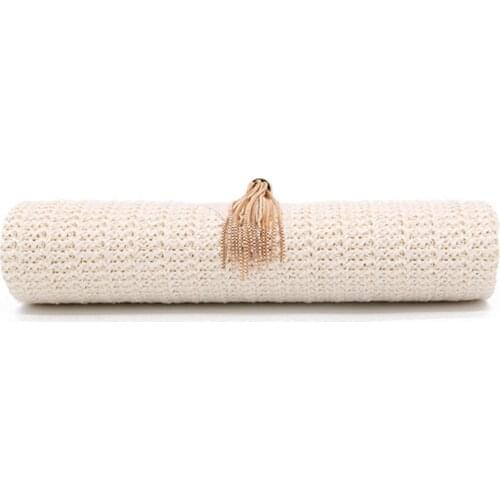 649D Womens Evening Bag Retro Straw Clutch Bags with Tassel Ring Handle Handbag Vintage Crossbody Bag Party Banquet Purse