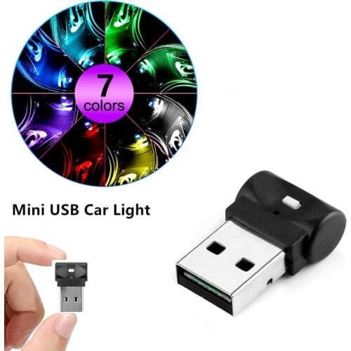 7 Color Automatic RGB Car LED Atmosphere Light Portable USB Environment Mood Interior Light Mini Car Accessory Decoration