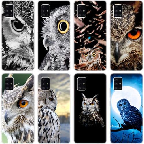 Animal Bird Owl Night Case for Samsung Galaxy A12 A02 A03S A21S A22 A32 A52 A72 A82 Quantum 2 S21 Plus FE Ultra M02S M12 Cover
