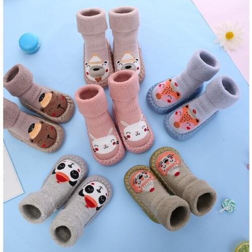 Baby sock shoes with rubber soles baby socks anti slip slipper for baby girl toddlers boy socks terry warm floor socks winter