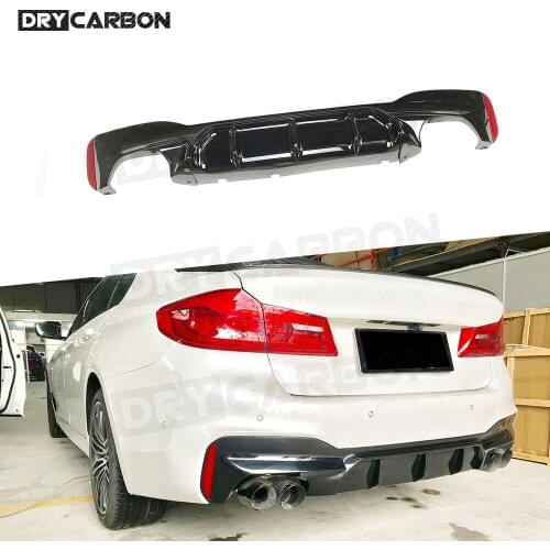 For 5 Series Carbon Fiber & ABS Rear Bumper Lip Diffuser for BMW G30 G38 M TECH M Sport 2017 2019 Back Skid Plate Car Styling