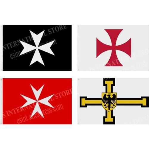 Knights Team Flag 3X5FT 150X90CM Custom Banner brass metal holes grommets knights Malta Templar Saint John Teutonic Order
