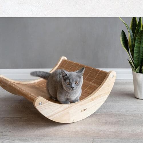 Cats Nest Summer Mat Lounge Chair Rocking Chair Hammock Pet Bed Cat litter Supplies One Bed Dual Purpose Solid Wood Material