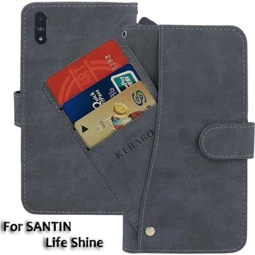 Leather Wallet SANTIN Life Shine Case 6.08" Flip Fashion Luxury Front Card Slots Cases Cover Business Magnetic Phone Bags