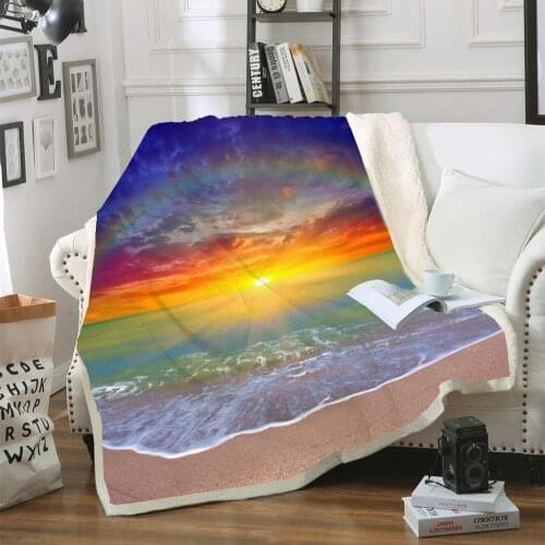 Beautiful Natural Landscape Blanket Sherpa Plush Blankets Throws on Bed Sofa Car Machine Washable Microfiber Kids Women