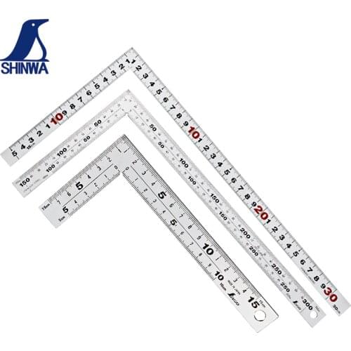 SHINWA Penguin Square Ruler 90 degree Stainless Steel Turn ruler Thickened High Precision Multi-function Ruler