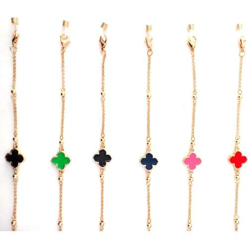 Renya Summer Glasses Mask Chains Strap For Women Lanyard Metal Bead Epoxy Clover Eyeglasses Chains New Fashion Jewelry Wholesale