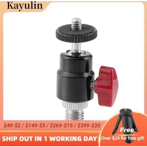 Kayulin Mini Ball Head Flash Bracket Holder With 1/4" Male to M12 Male Double-end Screw Adapter for Dslr Camera Monitor Mic