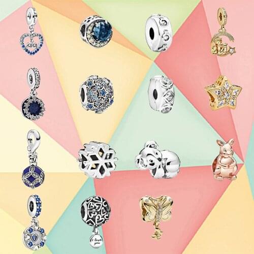 Autumn Winter New S925 Blue 2020 Amulet Snowflake Angel Kangaroo Star Koala Charm Pendant DIY Original Female Jewelry Gift