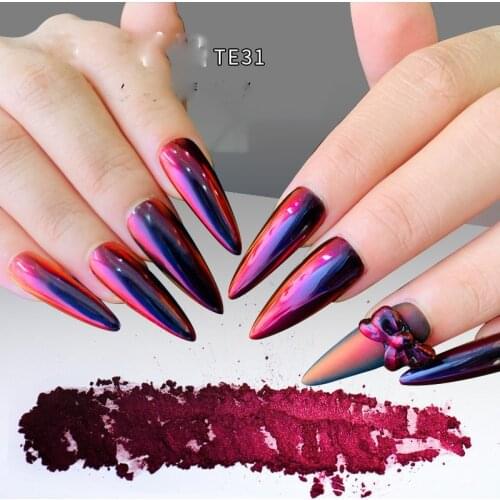 New Product Mocha Red Mirror Powder Chameleon Mirror Powder Pearl Pigment Black To Red for Nail Polish, Cosmetics