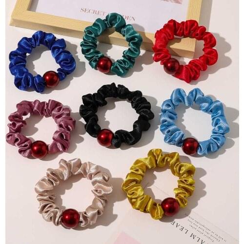 New Style Fashion Cute Girl Hairband Casual Simple Versatile Pearl Hairbands Women Headwear Elastic Hair Ties Ropes Sale