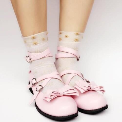 New Style Flat Heel Lolita Shoes Matte Pink Princess Shoes Single Bowtie Mary Jane Shoes for Girls
