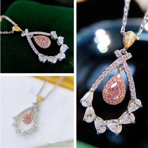 Charming Pear-Shaped Water Drop Flower Necklaces For Women Jewelry Trendy 2021 Lady Silver Plated Chain Pendant Necklace Female