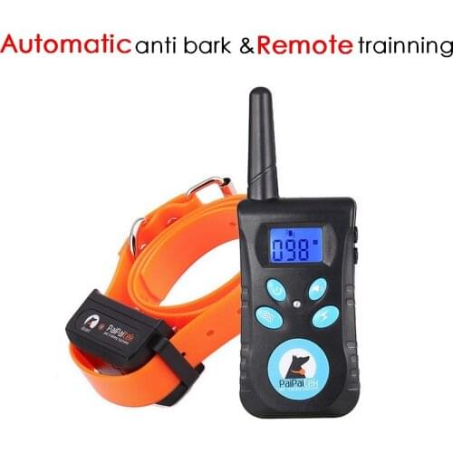 2 in 1 Dog Pet Training Collar Anti Bark Collar Automatic Auto Remote Control Shock Vibration Sound Trainer Collar