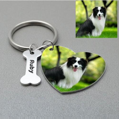 Personalized Dog Photo Keychain Custom Heart Keychain Personalized Dog Lover Gift Memorial Gift Dog Mom Gift