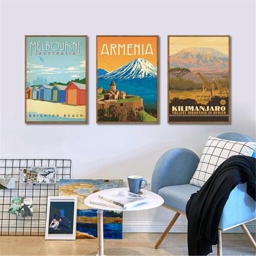 Landscape Mural Art Nordic Retro Poster Scandinavian Home Decor Denali Country Canada Austria Oil Painting Canvas Print Pictures