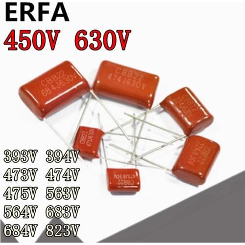 10pcs CBB22 polypropylene film capacitor 450V 630V 393J 394J 473J 474J 475J 563J 564J 683J 684J 823J 0.47uf 0.047uf