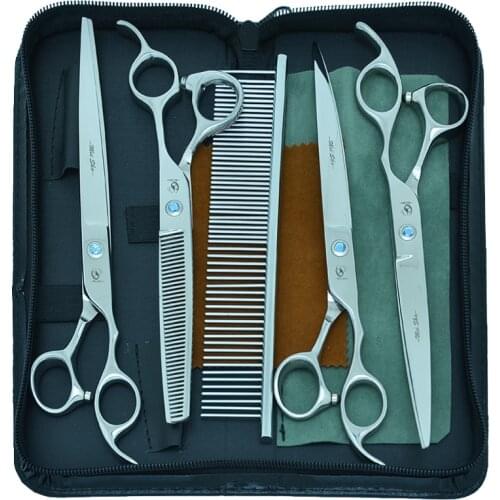 8" Professional Pet Grooming Scissors Japan 440C Dog Straight Cutting Scissor 7.5" Thinning Shears UP Down Curved Tijeras B0041A