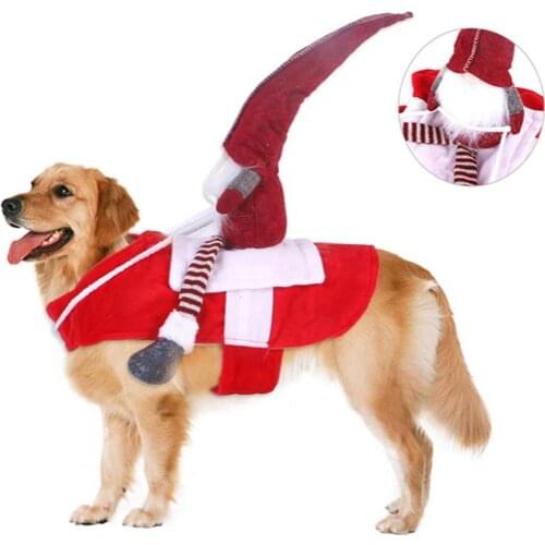 Pet Christmas Clothing Santa Riding Jacket Coat Festival Dog Cosplay Apparel Costumes For Small Medium Big Dogs Pets Accessories