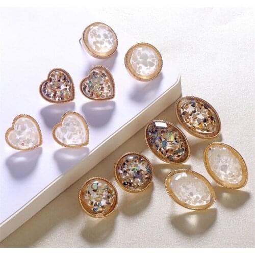 FINO Fashion Korean Shining Heart Stud Earrings For Women Trendy Round Love Shape Small Earrings Ladies Jewelry 2019 New