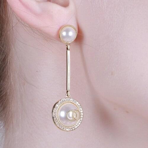 KIVN Fashion Jewelry Round CZ Dangle Simulated Pearl Drop Earring for Women Birthday Christmas Party Gifts