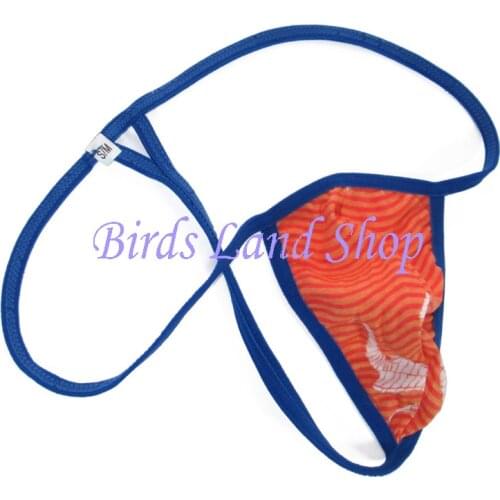 Mens String Pouch Thong Triangle T Back G799C Seahorse Orange wave prints