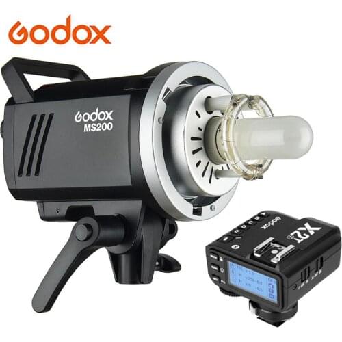 Godox MS200 Studio Flash Strobe Light+X2T-F TTL Wireless Flash Trigger Built-in 2.4G Wireless X System for Fuji DSLR Camera