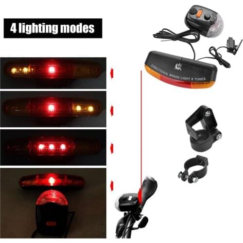 Bicycle Turn Signal Light with Horn MTB Front Rear Lights Bike Directional Brake Lights Cycling Taillight Lamp Bike Light