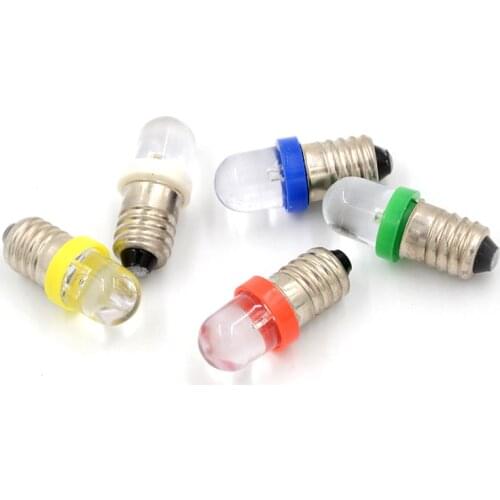 5PCS Low Power Consumption E10 LED Screw Base Indicator Bulb Cold White 6V/12V/24V DC Light Bulb Wholesale