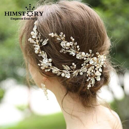 Vintage Gold Wedding Hairgrips Handmade Rhinestone Pearl Crystal Bridal Hairpins Women Party Festival Hair Accessories Jewelry