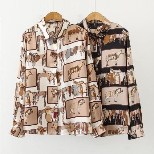 2020 spring women Blouses vintage streetwear casual loose Stretchy elastic shirts Turn Down Collar Long Sleeve Shirt