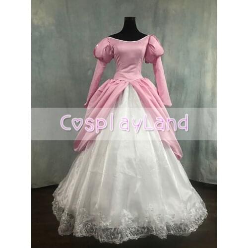Mermaid Ariel Costume Cosplay Princess Dress Pink Custom Made Adult Women Halloween Birthday Party Gown