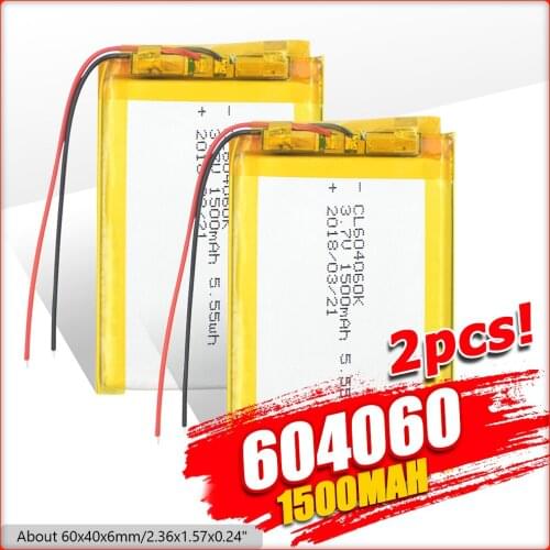 New 1/2/4pcs 604060 3.7 V lithium polymer battery 1500 mah DIY mobile emergency power charging Li-Po Rechargeable batteries