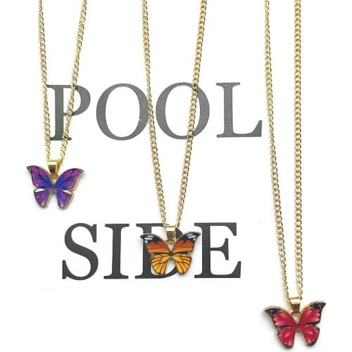 1Pcs Fashion Cute Butterfly Pendant Necklace for Women Golden Color Statement Necklace Jewelry Gifts