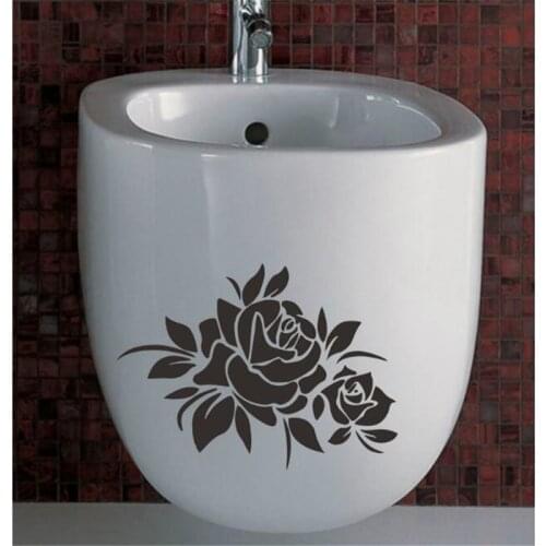 1PC Multicolor Peony Sticker WC Pedestal Pan Cover Sticker Toilet Stool Commode Sticker home decor Bathroon decor flower view