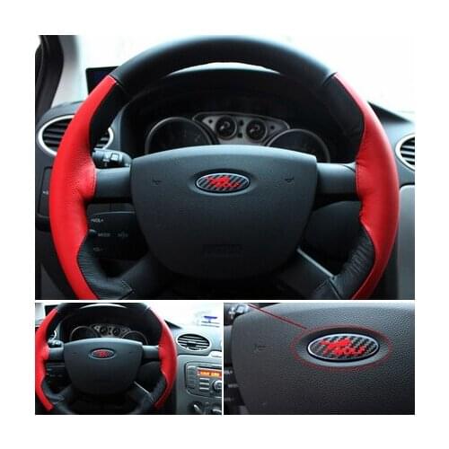10 Pieces 3D Carbon Fiber Vinyl WOLF LOGO personality Steering wheel Car Stickers Car Styling For Ford Focus