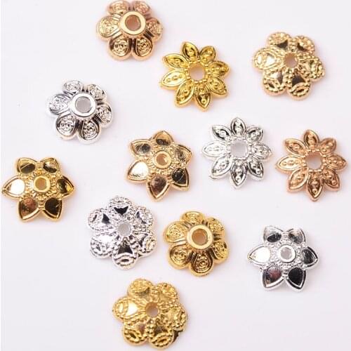 100Pcs Metal Flower Spacer Bead Cap Bracelet Necklace Making Diy Jewelry Accessories