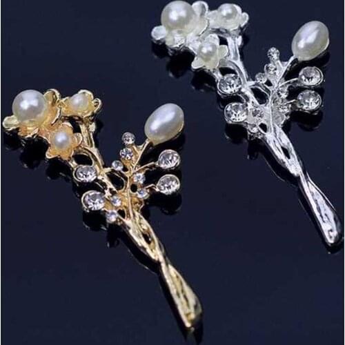2019New 60Pcs Pearl Rhinestone bouquet Branches Button for DIY handmade hair or brooch mobile phone bag jewelry accessories BD81