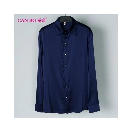 A large number of mens fat heavy silk shirt sleeve to add fertilizer to increase loose silk shirt color 3 new