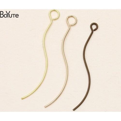 BoYuTe (200 Pieces/Lot) 0.8*48MM Metal Brass S Shaped Pins with Loop Diy Hand Made Jewelry Accessories Parts