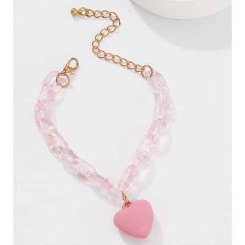 Find Me New Simple Sweet Candy Color Heart Shaped Resin Pendant Bracelet For Women Fashion Jewelry Accessories
