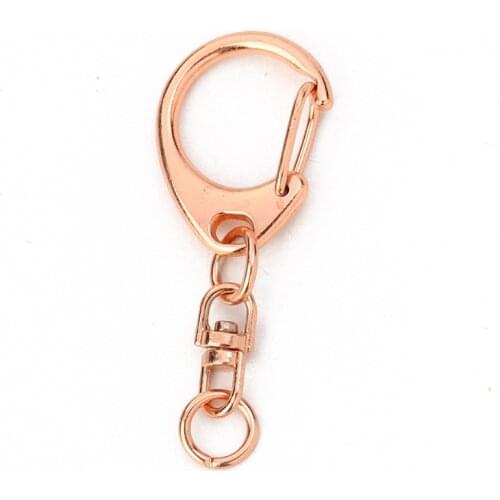 DoreenBeads Iron Based Alloy Keychain & Keyring Drop Rose Gold Concise Accessories DIY Findings 46mm x 18mm 47mm x 24mm, 6 PCs