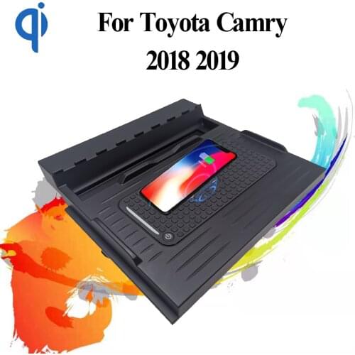 For Toyota Camry 2018 2019 15W Qi Fast Charging Car Vehicle Wireless Charger Pad Auto Android Phone Iphone Holder Smart Plate