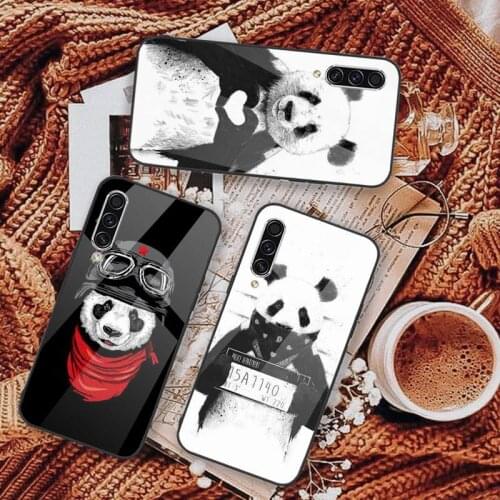 Cute panda Phone Case Tempered glass For Samsung S6 S7 edge S8 S9 S10 e plus note8 9 10 pro