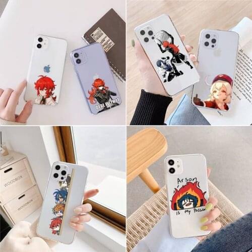 Genshin impact Phone Case Transparent for iPhone 6 7 8 11 12 s mini pro X XS XR MAX Plus custom high quality capa