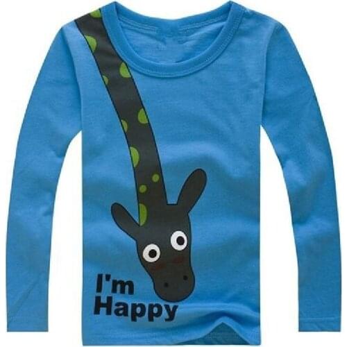 Giraffe Children T-Shirt 100% Cotton 2-6Years Baby boys clothes Blue Tee Shirts Outfits Girl Tops shirts Long Sleeve Bottom Top
